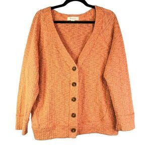 Two By Vince Camuto Orange Women's Extra Large Button Up V-neck Cardigan Sweater